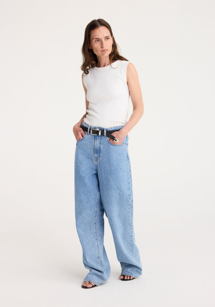 Relaxed wide leg denim | denim blue