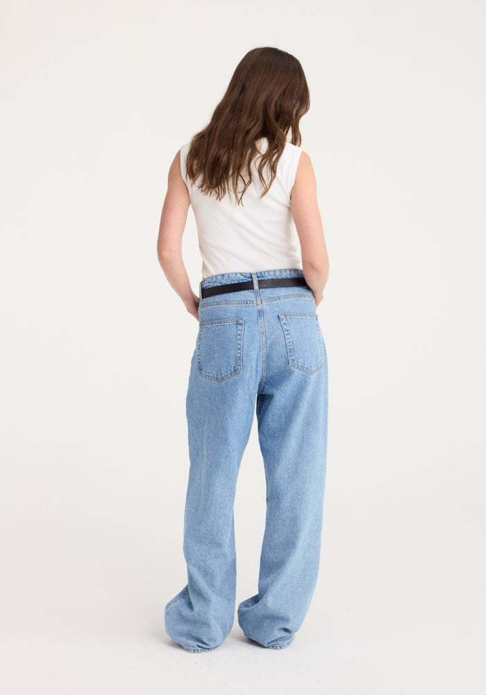 Relaxed wide leg denim | denim blue