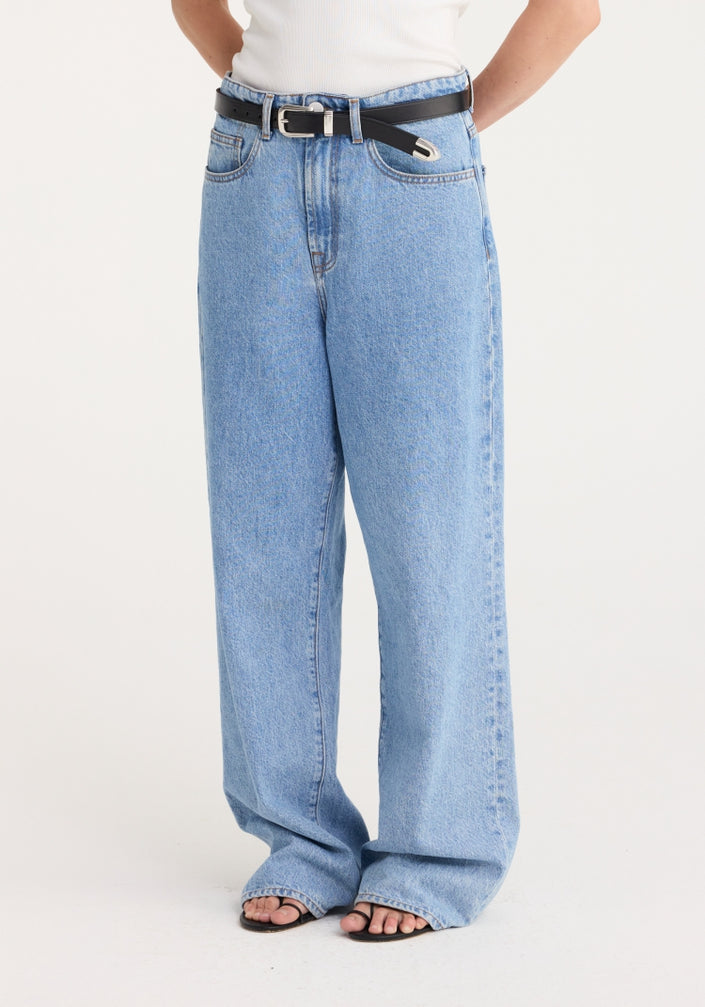 Relaxed wide leg denim | denim blue