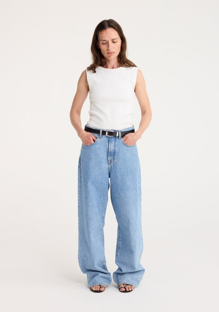 Relaxed wide leg denim | denim blue