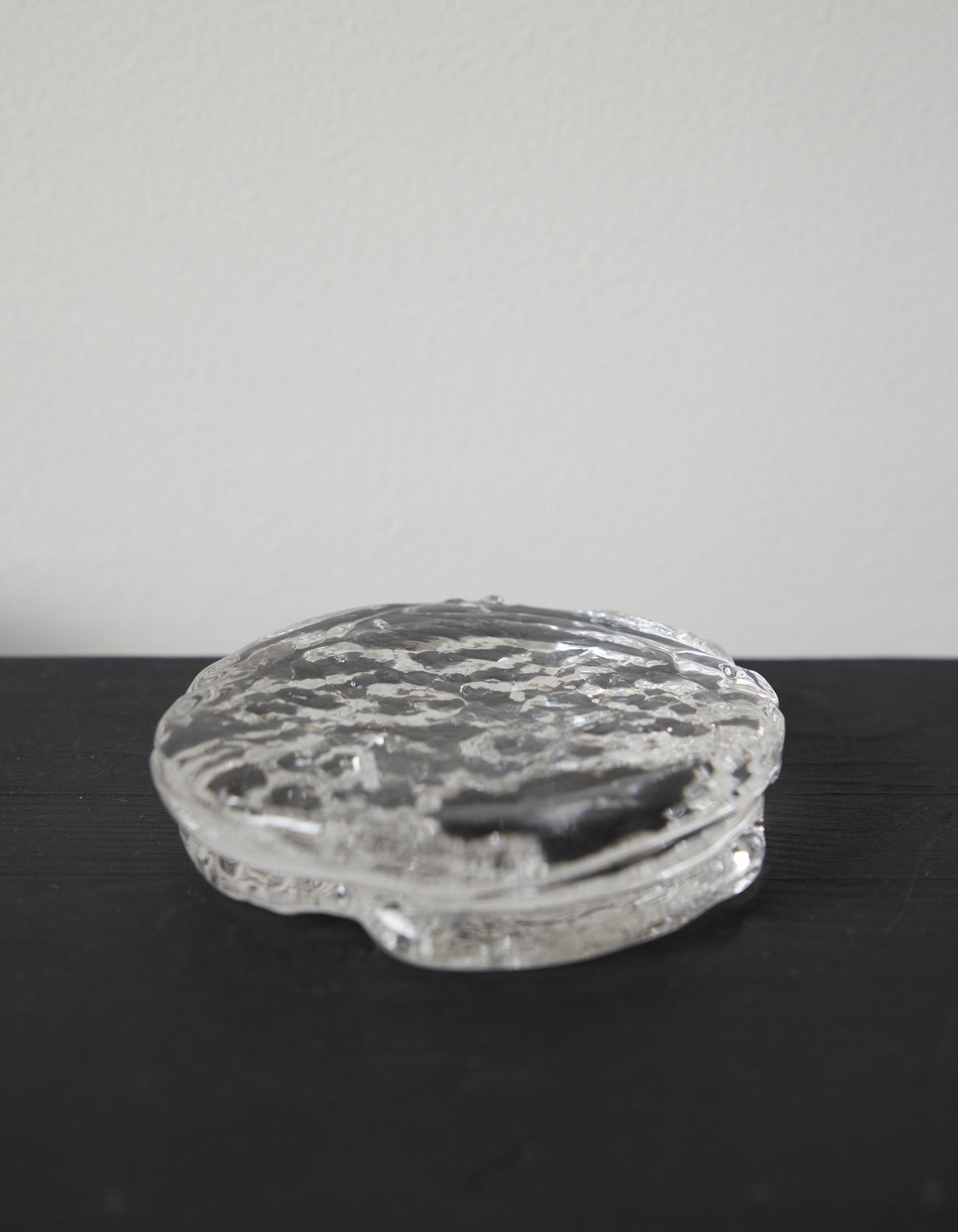 Butter plate | Glass: A small, decorative clear glass box with lid, featuring a textured, ice-like surface, handcrafted by Szkło Studio artisans.