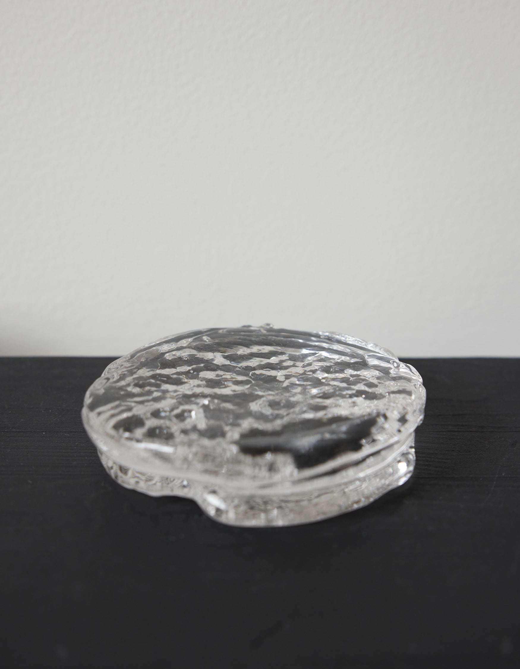 Butter plate | Glass: A small, decorative clear glass box with lid, featuring a textured, ice-like surface, handcrafted by Szkło Studio artisans.