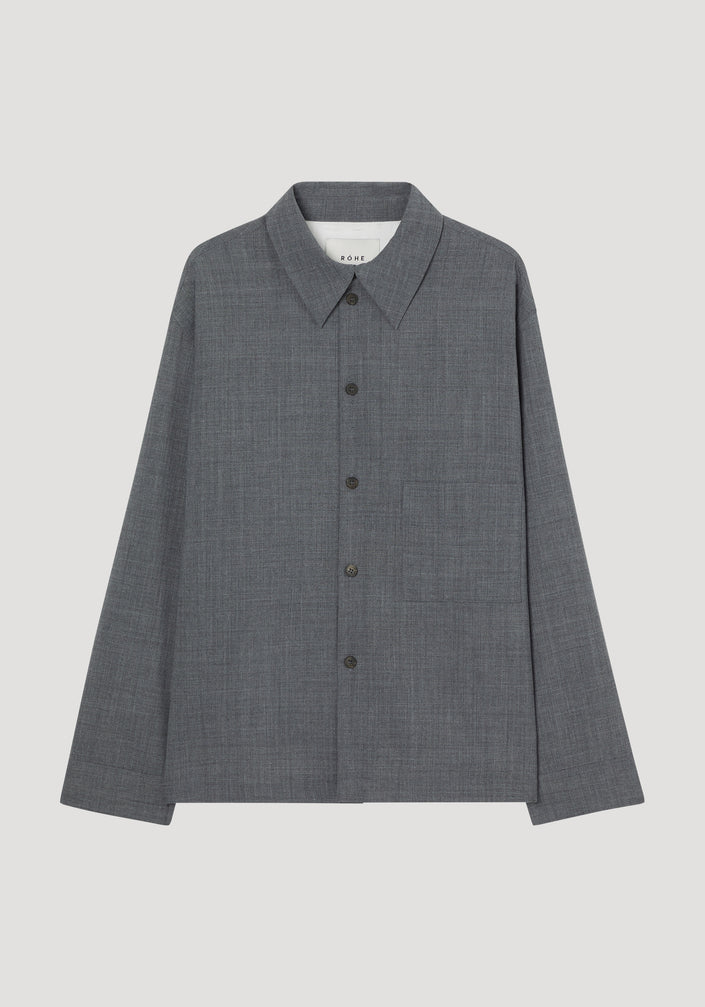 Lined wool overshirt | grey melange