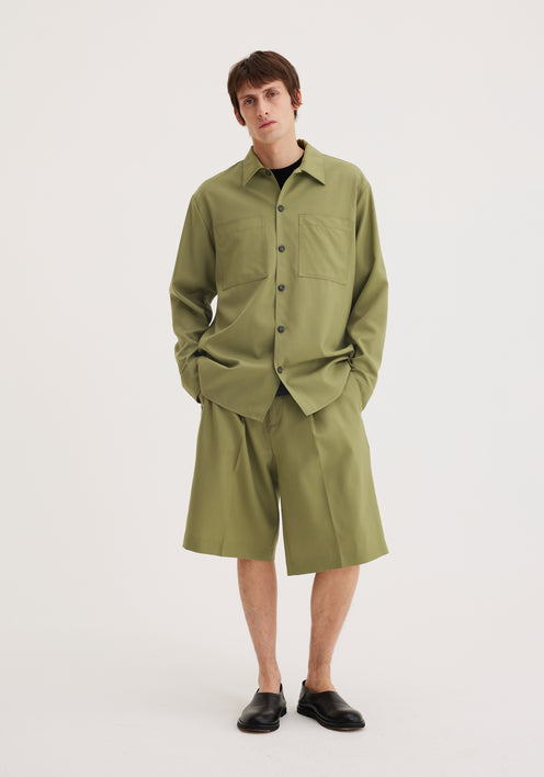 Oversized wool overshirt | sage