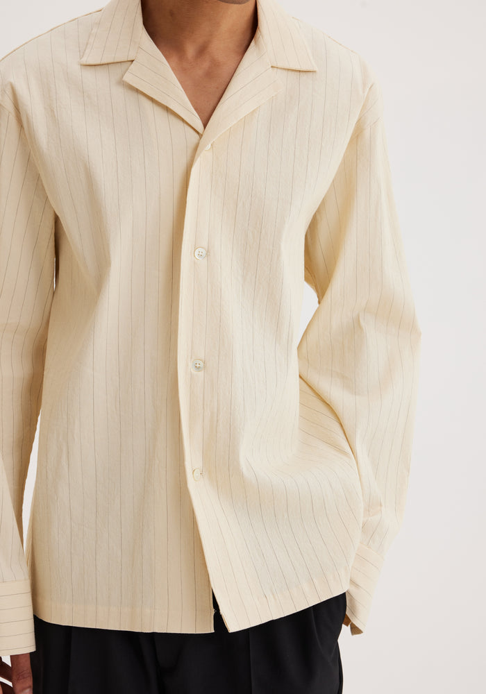 Camp collar pinstripe shirt | off-white irregular pinstripe
