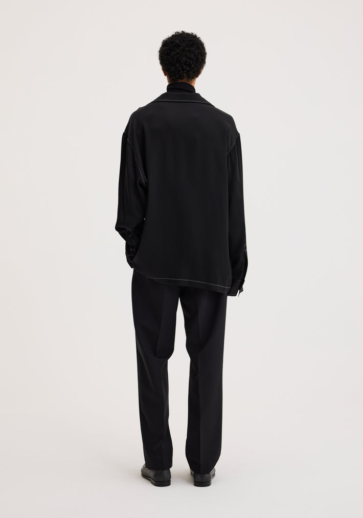 Contrast stitch long sleeve shirt | noir