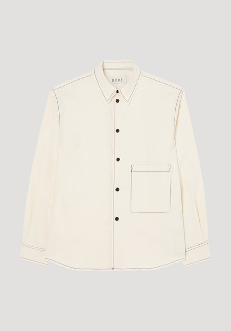 Raw edge cotton overshirt | off-white