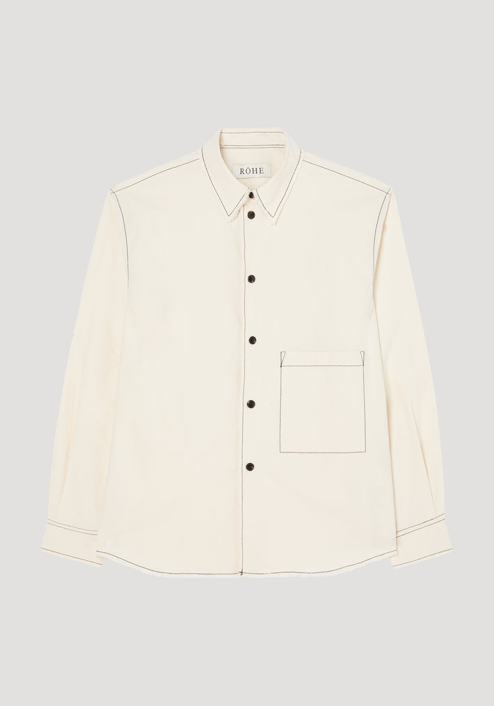 Raw edge cotton overshirt | off-white