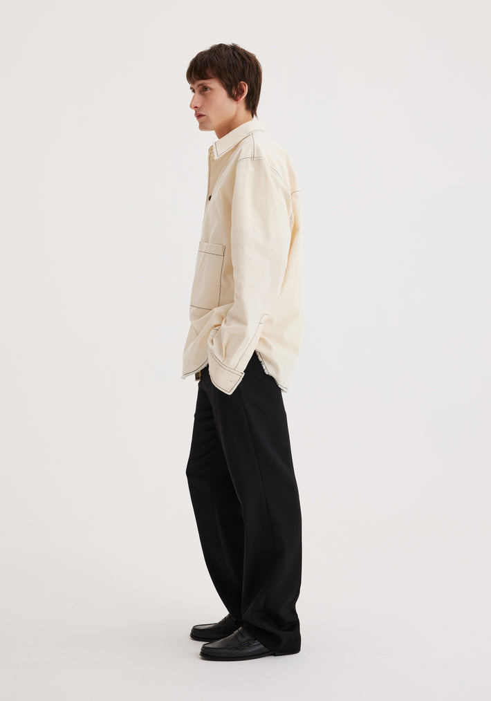 Raw edge cotton overshirt | off-white