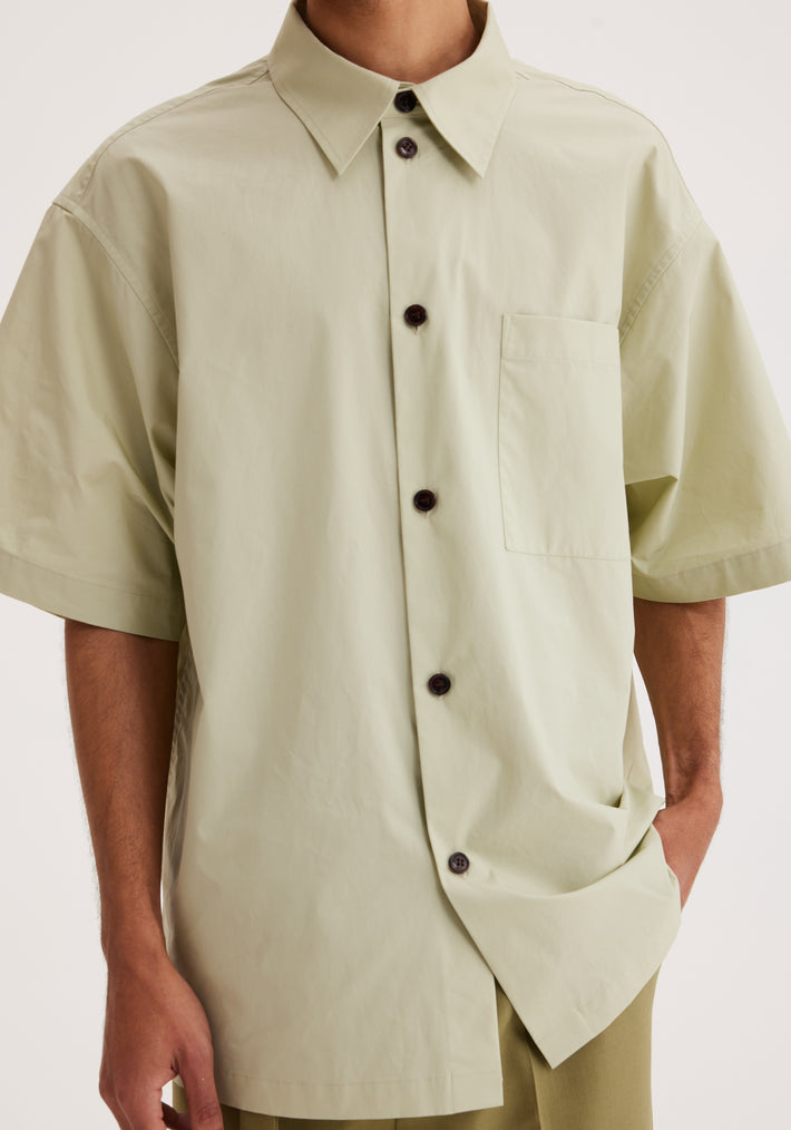 Cotton poplin short sleeve shirt | mist