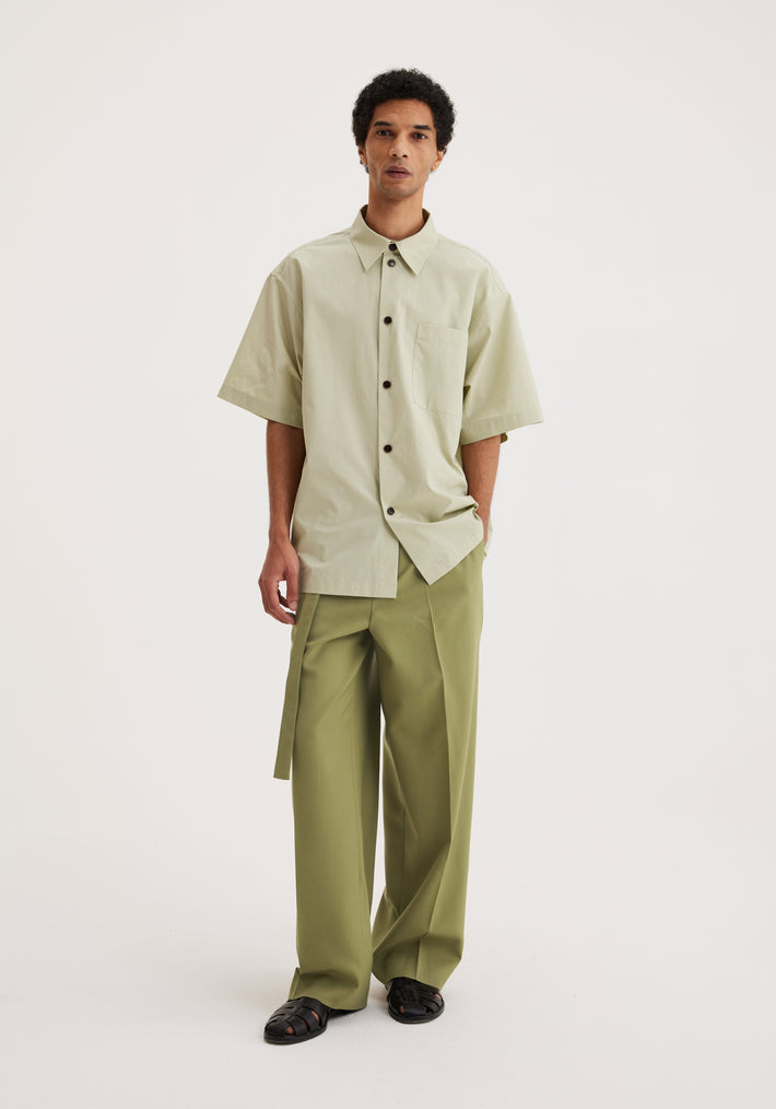 Cotton poplin short sleeve shirt | mist