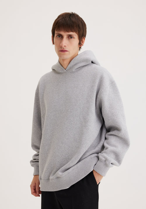 Oversized hooded logo sweatshirt | light grey melange