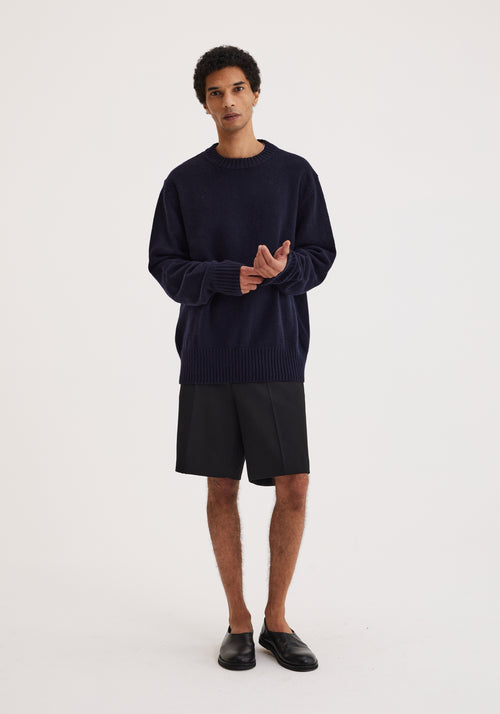 Wool cashmere crewneck sweater | navy