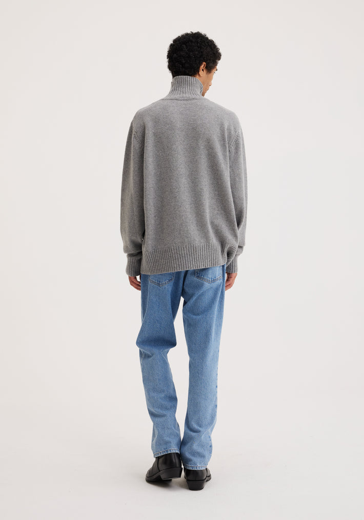 Wool cashmere turtleneck sweater | grey melange