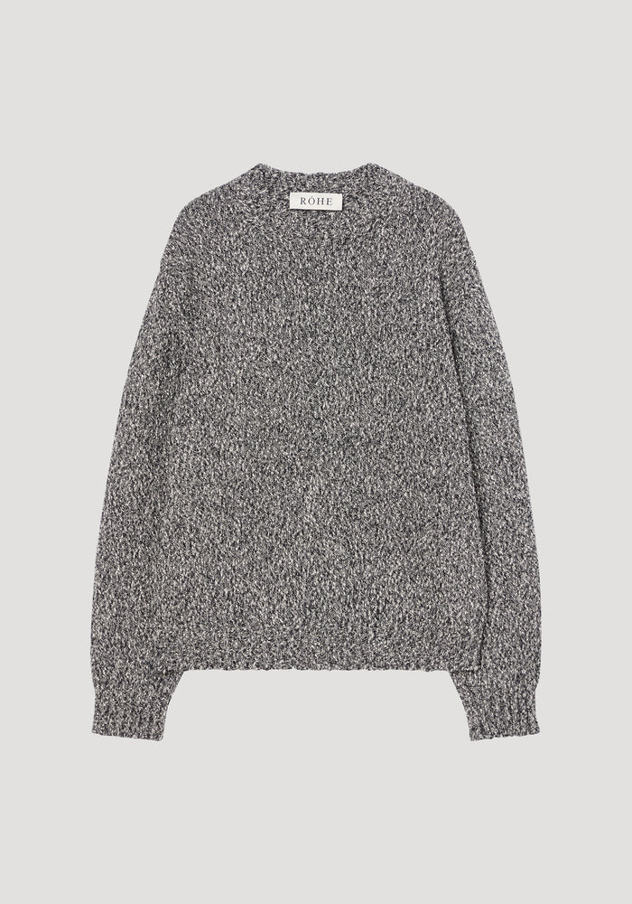 Mouliné crewneck sweater | black cream melange