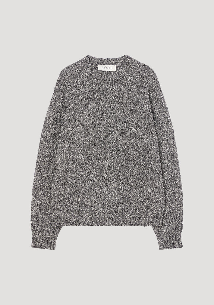 Mouliné crewneck sweater | black cream melange