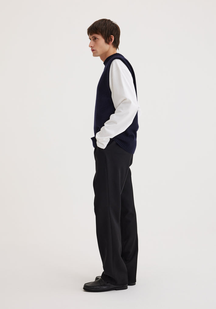 Wool cashmere sleeveless vest | navy