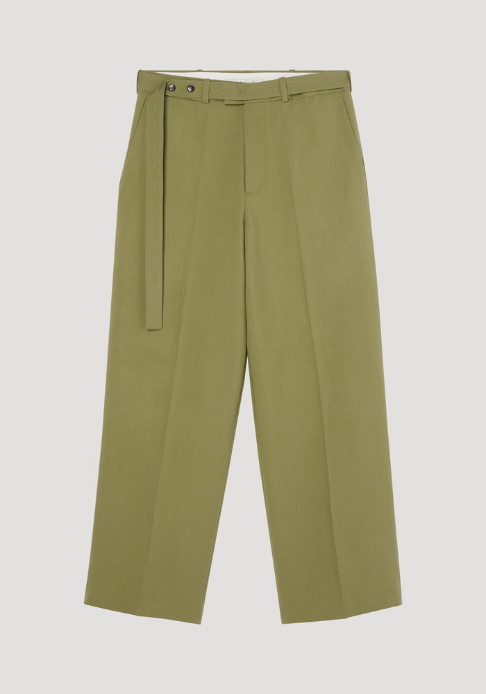 Belted wide leg trousers | sage