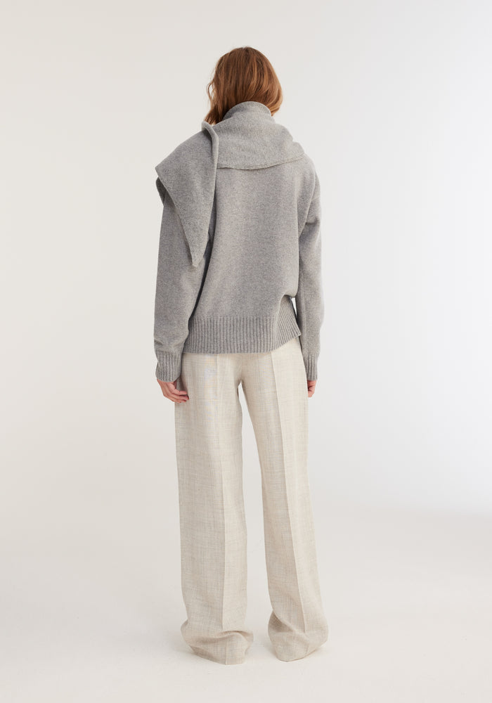 Wool cashmere scarf | grey melange