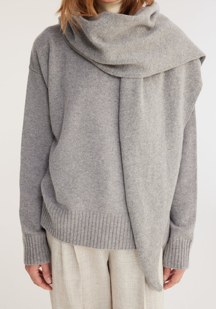 Wool cashmere scarf | grey melange