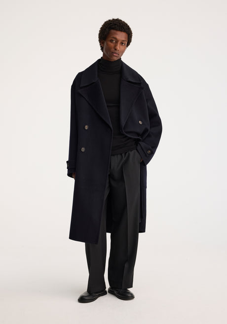 Double faced wool trench coat | black