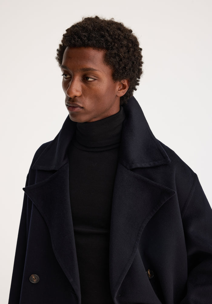 Double faced wool trench coat | black