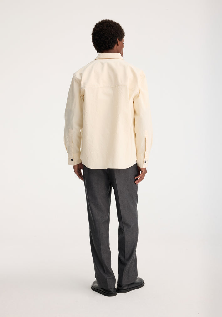 Tulip embroidered loose fit long sleeve shirt | natural