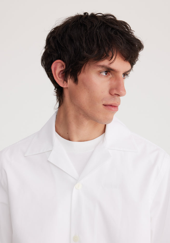 Oversized camp collar short sleeve shirt | optic white