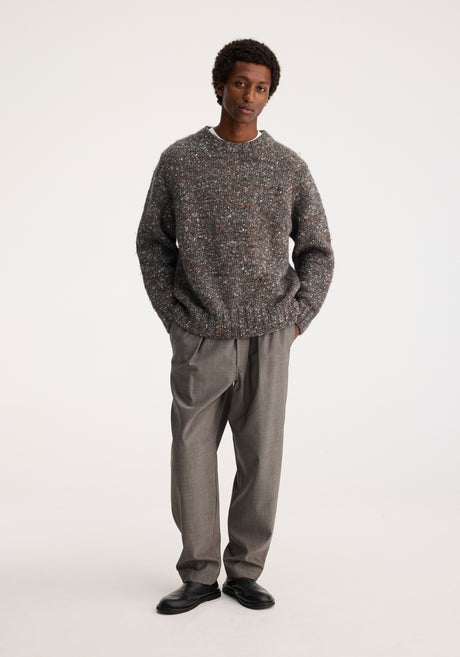 Relaxed mouline knitted crew neck | grey mouline