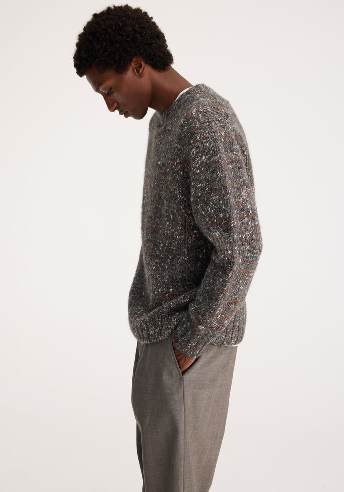 Relaxed mouline knitted crew neck | grey mouline