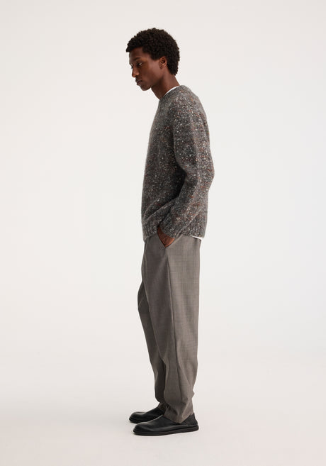 Relaxed mouline knitted crew neck | grey mouline