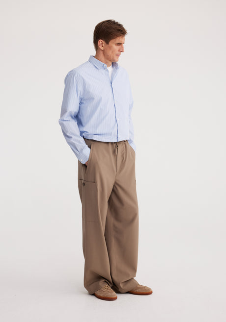 Wide leg drawcord cargo trousers | light khaki