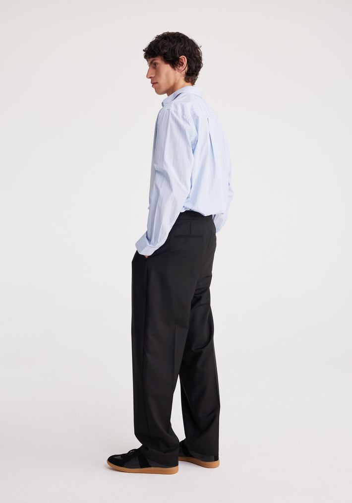 Double pleated tapered tailored trousers | black