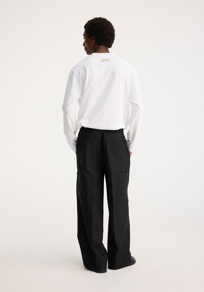 Wide leg drawcord cargo trousers | black