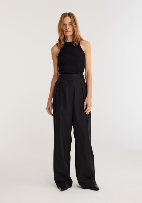 Cotton rib tank top | noir