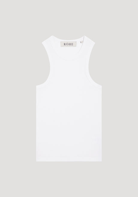 Cotton rib tank top | white