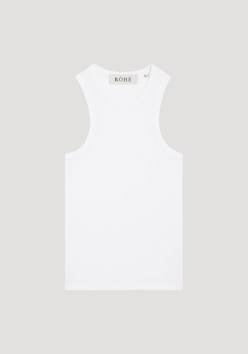 Cotton rib tank top | white
