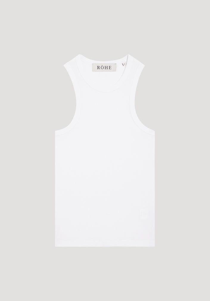 Cotton rib tank top | white