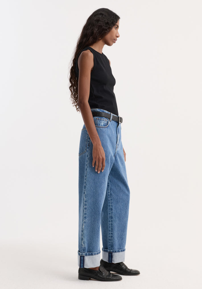 Dense rib tank top | black