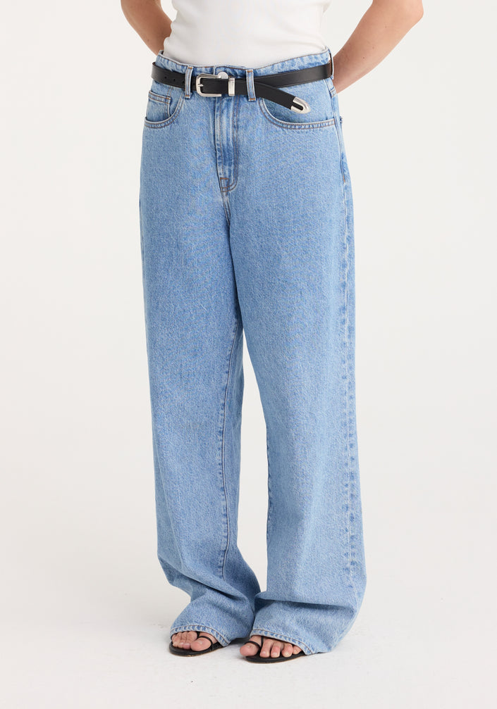 Low waist wide leg jeans | denim blue