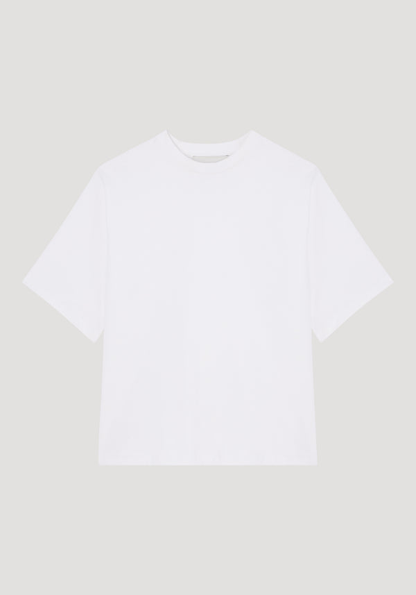 Oversized cotton t-shirt | optic white, featuring a crew neck, short sleeves, and a small brand logo on the sleeve. Made from organic cotton with a relaxed fit.