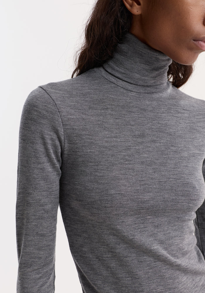 Fine merino turtleneck | mid grey melange