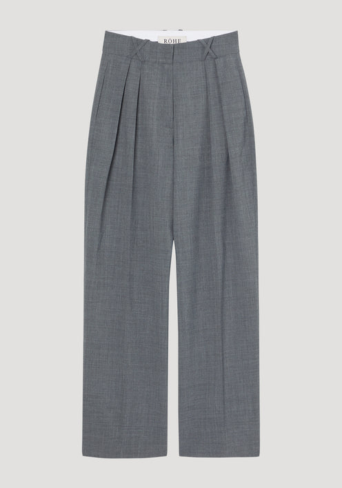 Wide leg pleated trousers | grey melange