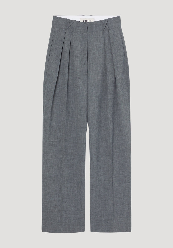 Wide leg pleated trousers | grey melange