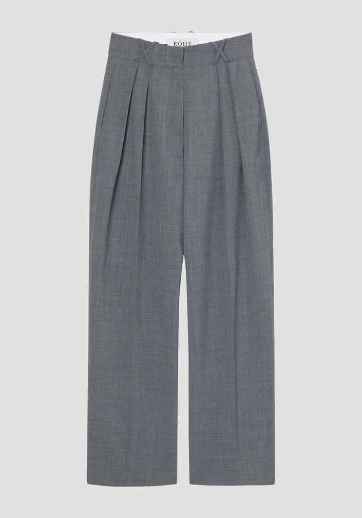 Wide leg pleated trousers | grey melange