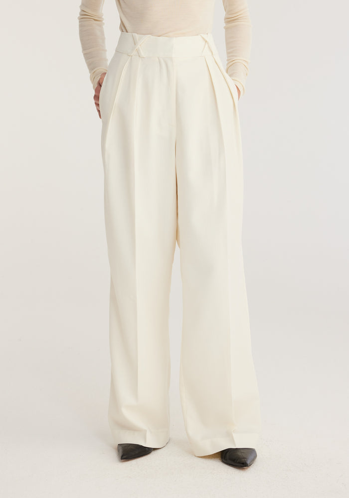 WIDE LEG TAILORED WOOL TROUSERS