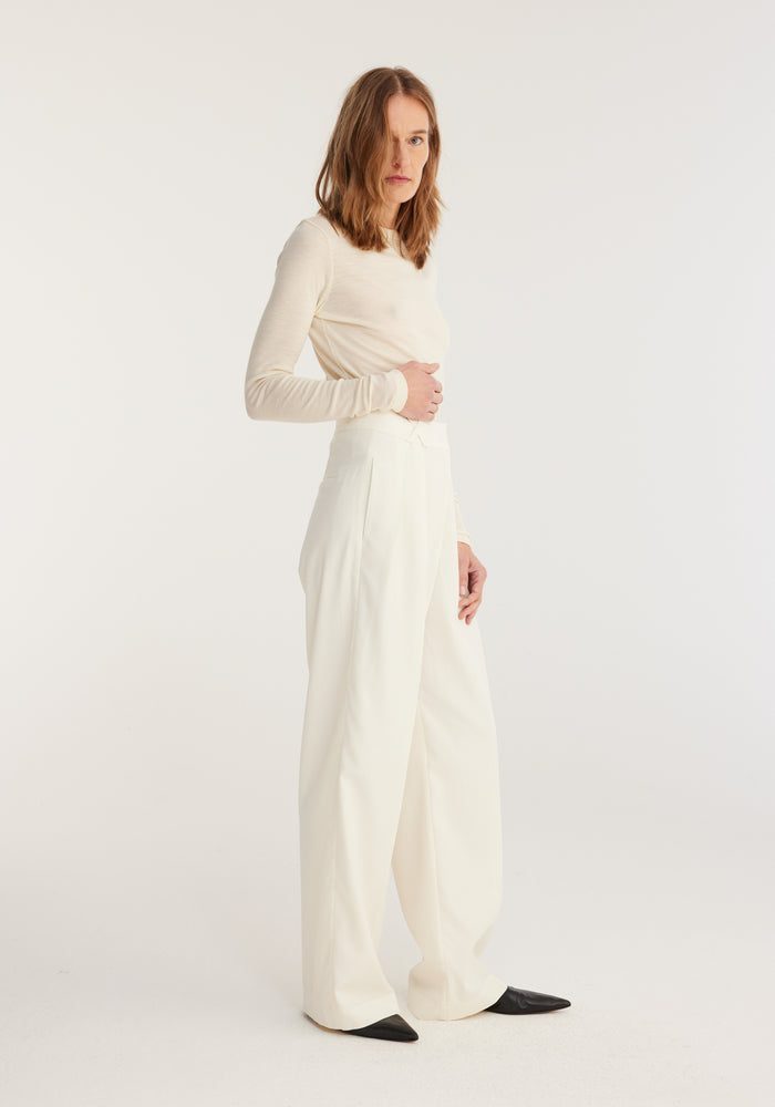 WIDE LEG TAILORED WOOL TROUSERS