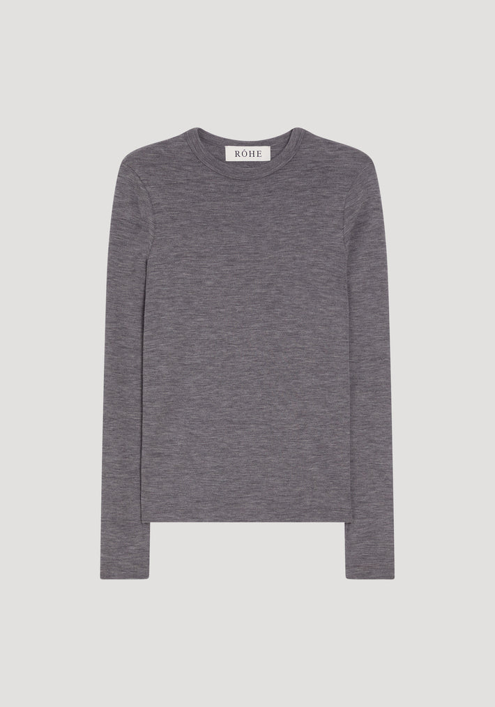 Fine merino long sleeve | mid grey melange