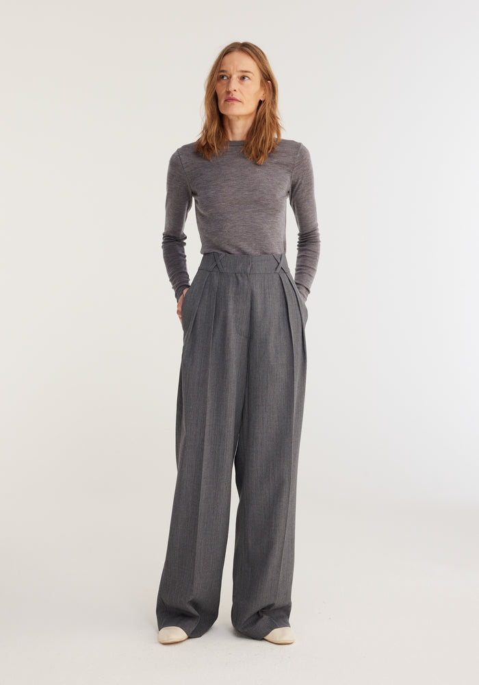 Wide leg tailored trousers | grey melange