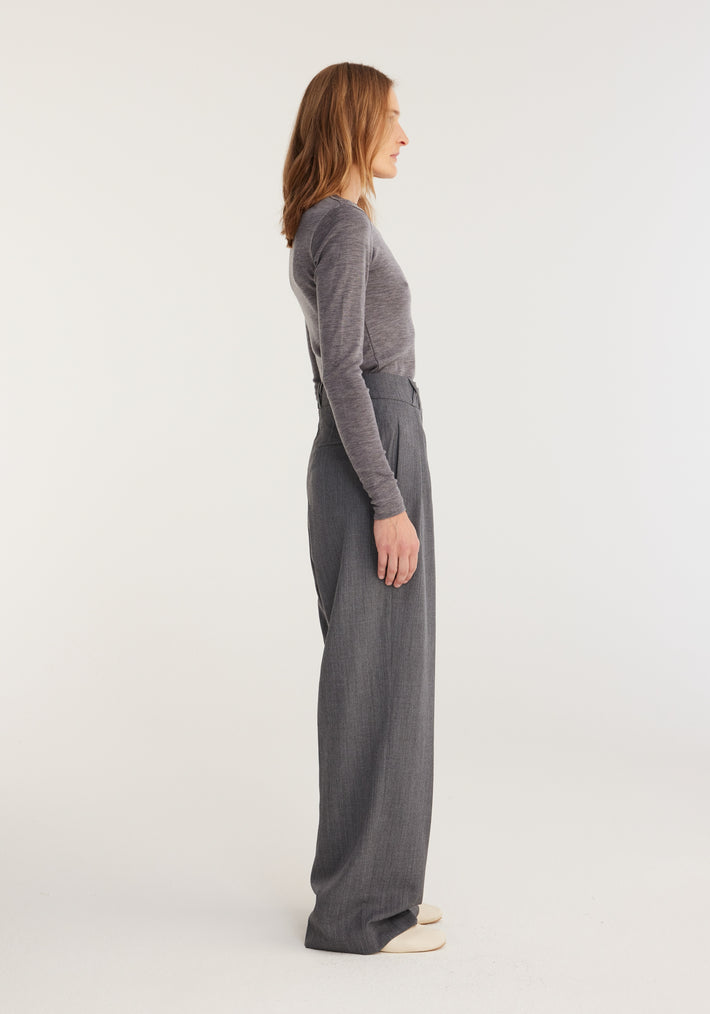 Wide leg pleated trousers | grey melange